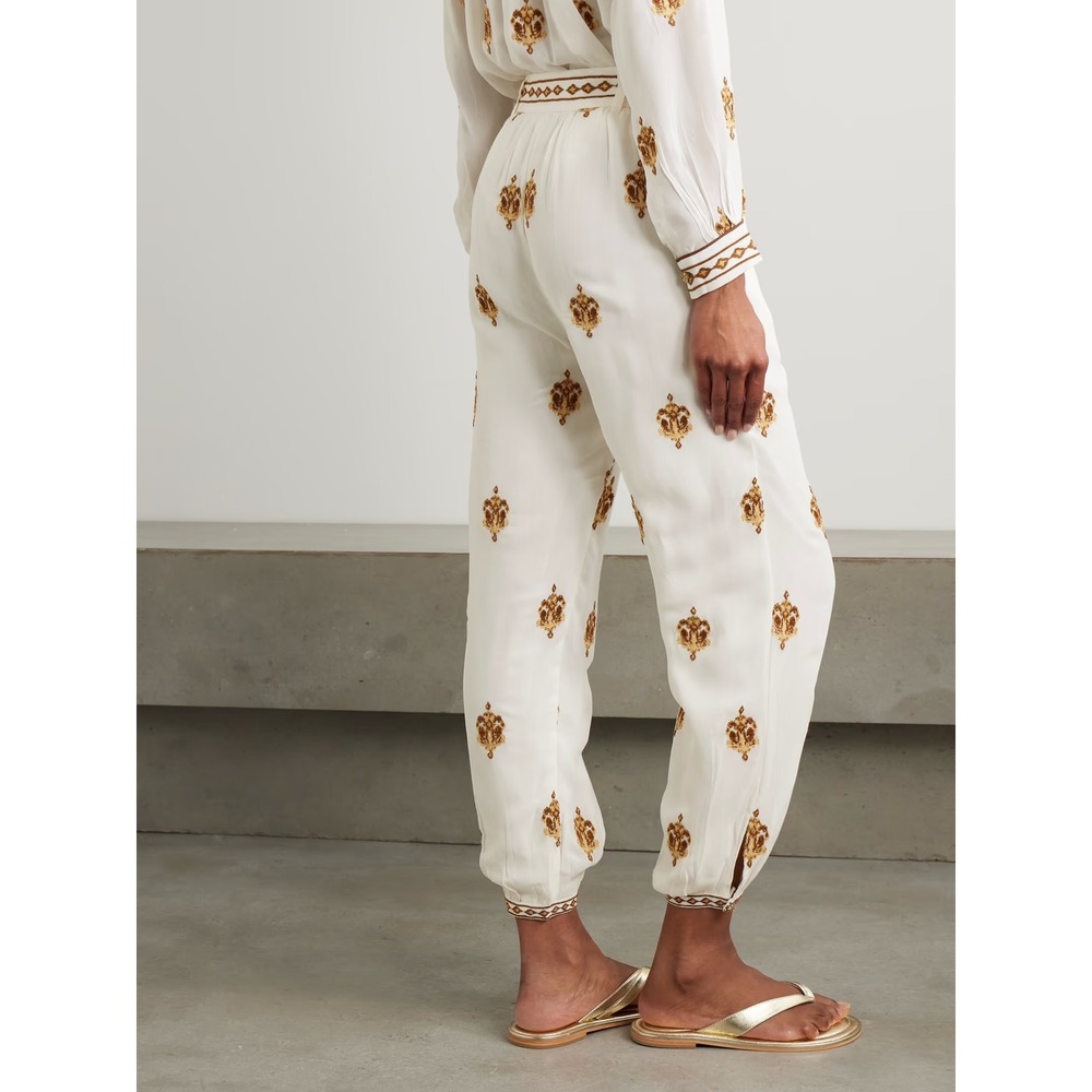 Farm Rio Off-White Anchor Tapestry‎ Embroidered Pants